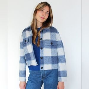 Rails Steffi Wool Blend Shacket Blue Buffalo Checker Women's Size XXLARG…